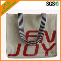 eco friendly jute shopping tote bag with cotton canvas handle (PRA-824)